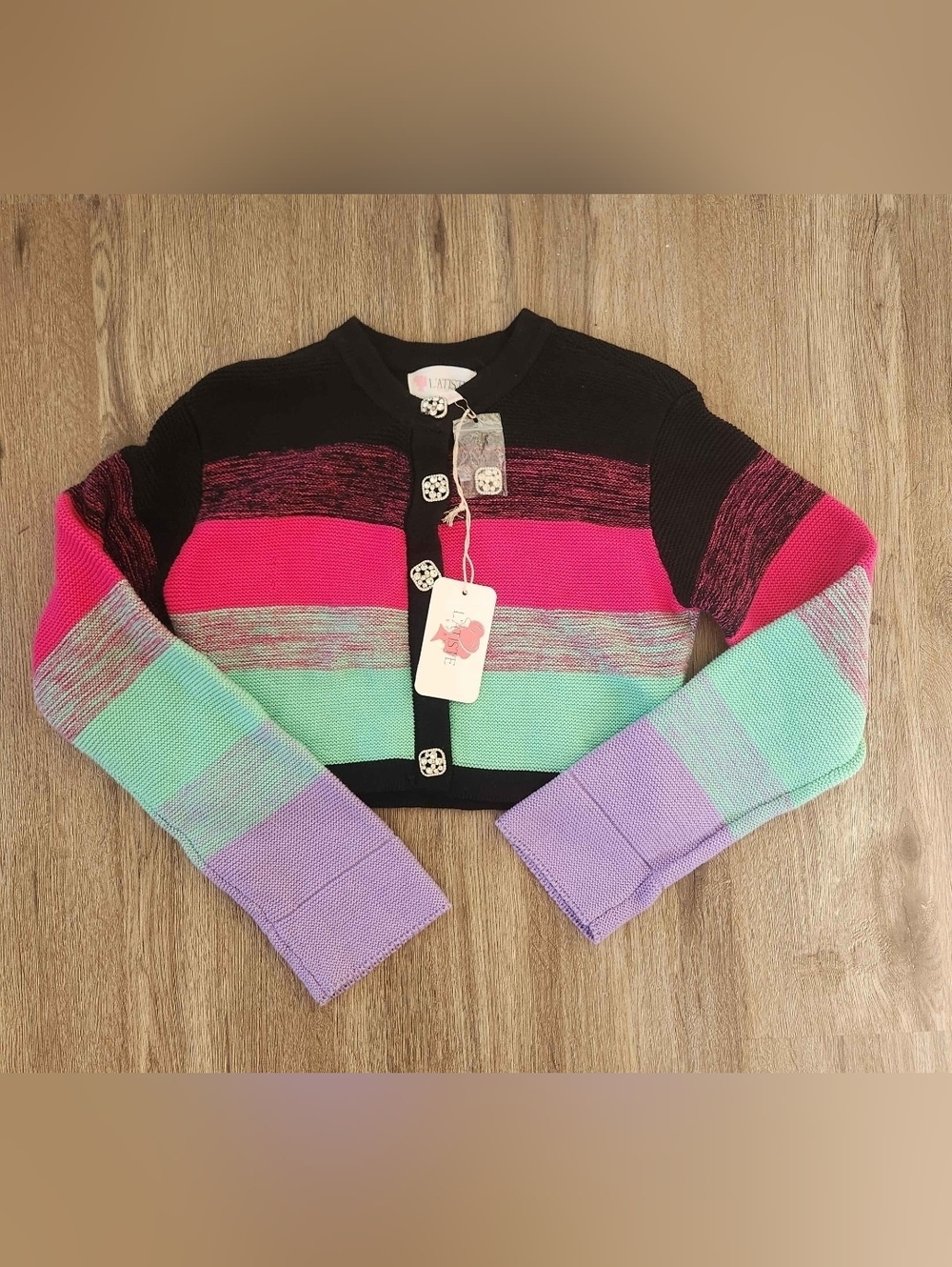 L'Atiste By Amy Cropped Striped Cardigan